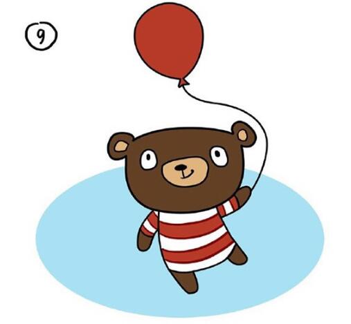玩气球小熊怎么画涂色简单