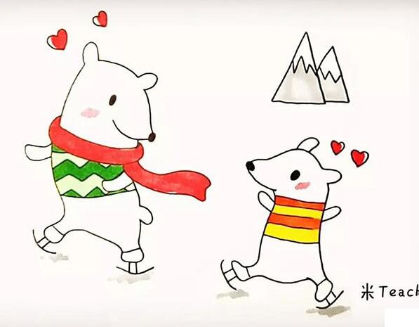 卡通北极熊的简笔画