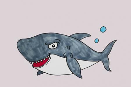 卡通大鲨鱼怎么画