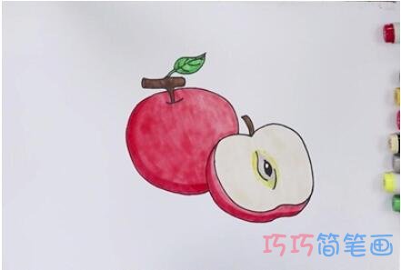 教你怎么画红苹果简笔画