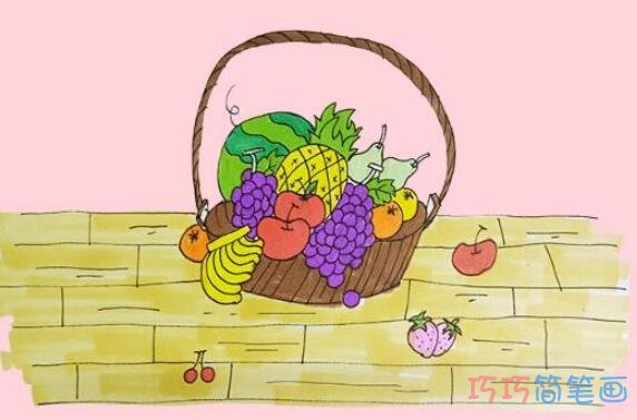 一篮子水果手绘怎么画