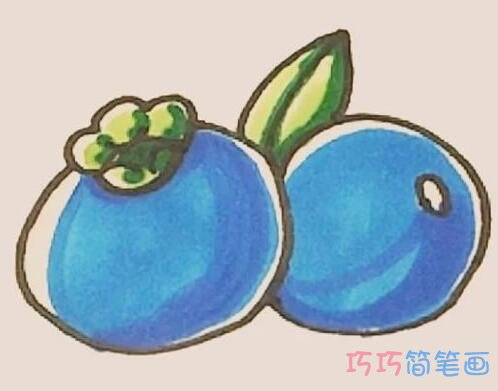手绘彩色蓝莓简笔画