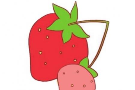 红草莓的画法步骤图带颜色