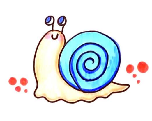 卡通彩色蜗牛简笔画怎么画