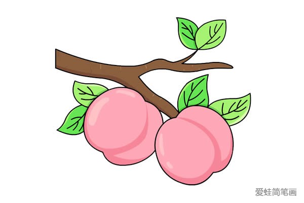 树枝上的桃子简笔画