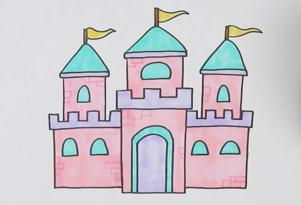 彩色城堡怎么画简笔画