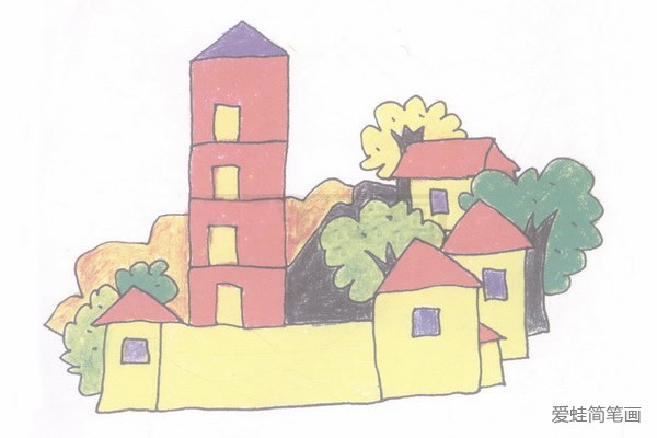 村庄的房子简笔画
