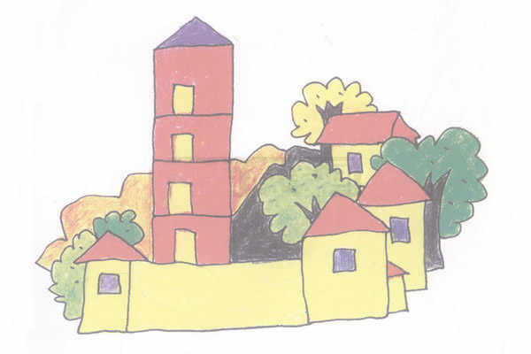村庄的房子简笔画