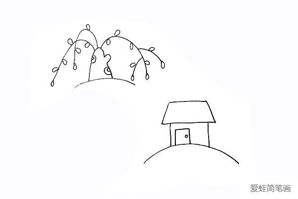 柳树小屋风景简笔画