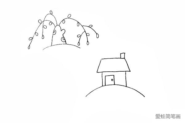 柳树小屋风景简笔画