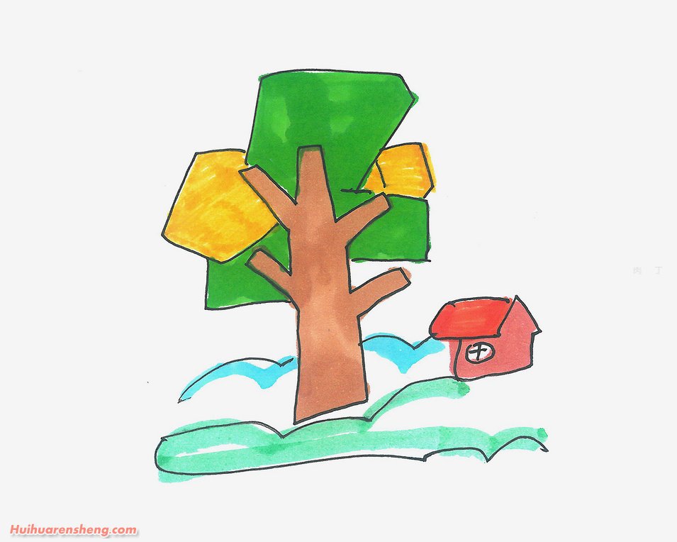 树和小屋简笔画