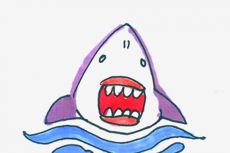 张着嘴的鲨鱼简笔画