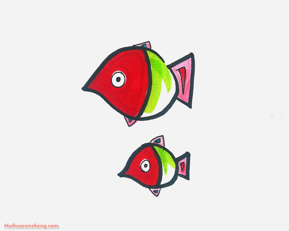 红色的鱼简笔画