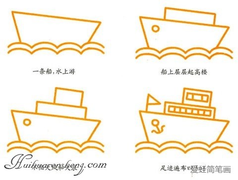 轮船幼儿园简笔画