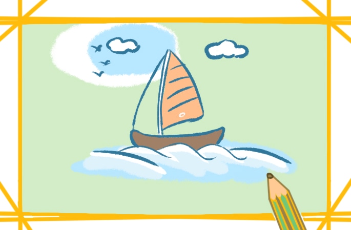 海面上的帆船简笔画