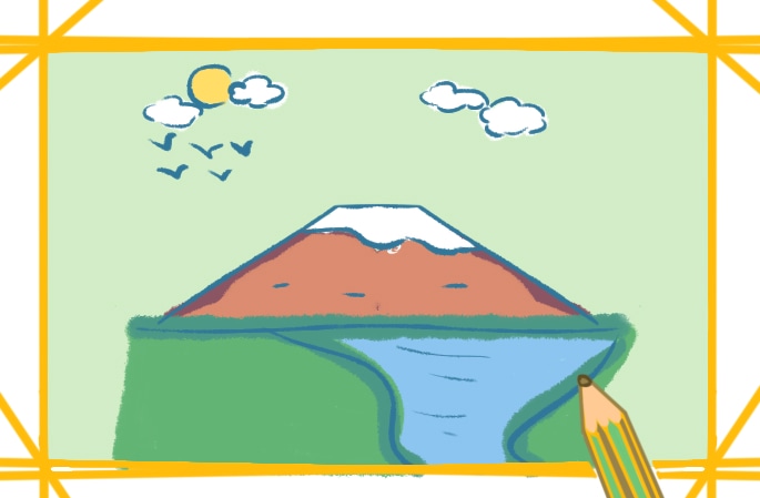 美丽的富士山简笔画