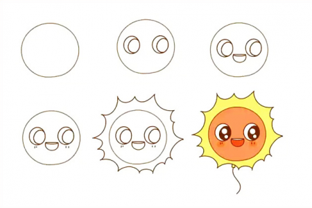 太阳气球简笔画