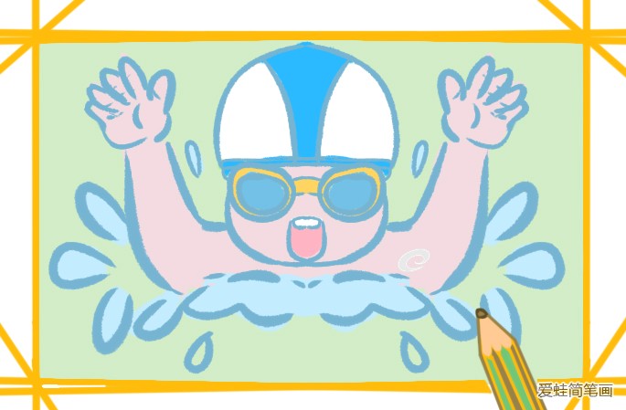 游泳的男孩简笔画