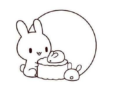 中秋节玉兔和月饼简笔画