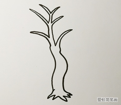 简单又好看的柳树简笔画