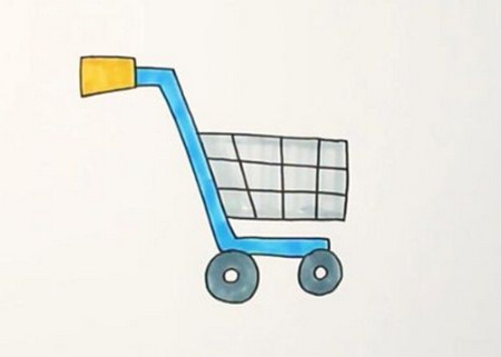 超市购物车简笔画