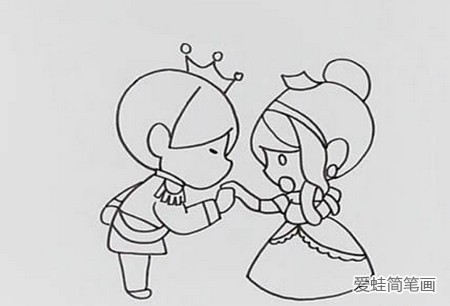 灰姑娘和王子简笔画
