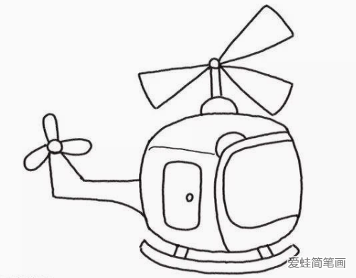 可爱的直升机简笔画画法步骤