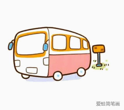 一组简单可爱的公共汽车简笔画图片