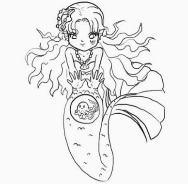 漂亮的海底人鱼公主简笔画画法图解