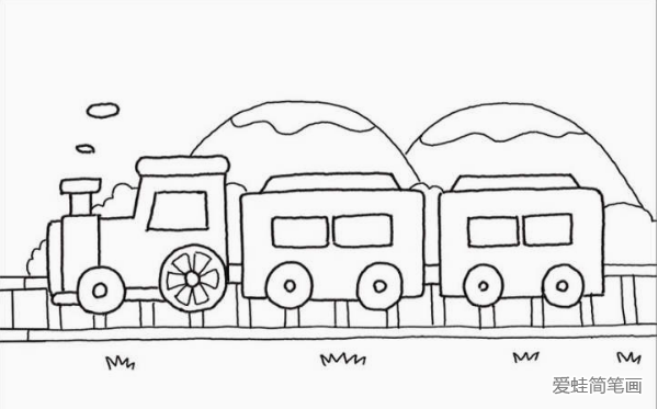 行驶中的小火车简笔画画法步骤