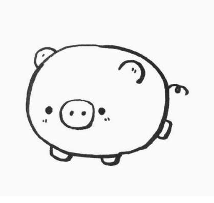 一组胖乎乎的小猪简笔画图片