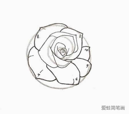 玫瑰花花朵简笔画画法步骤