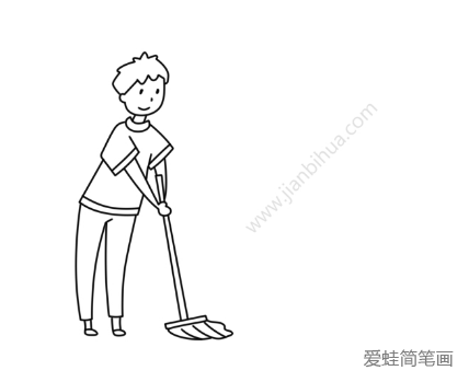 劳动节简笔画 打扫卫生的父母