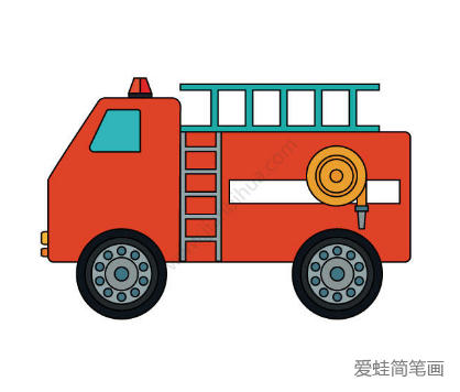 红色消防车简笔画