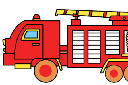 红色消防车简笔画怎么画