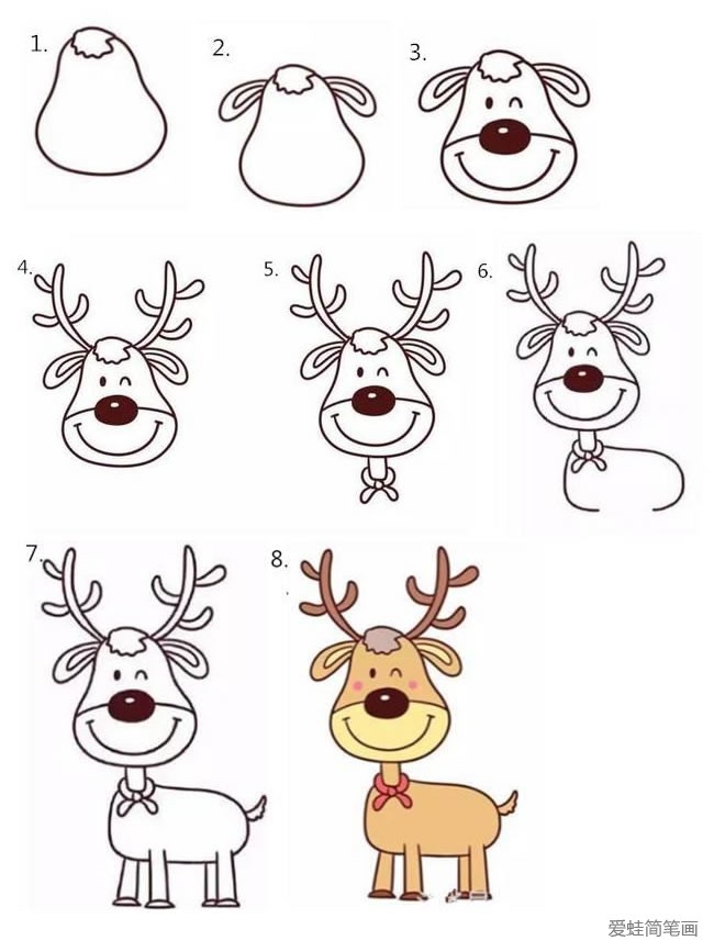 圣诞节麋鹿简笔画步骤图