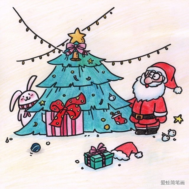 漂亮的圣诞节手绘简笔画图片