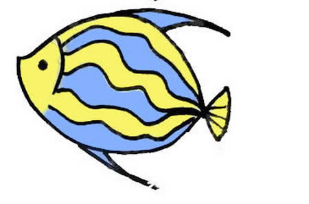 条纹鱼简笔画彩色画法