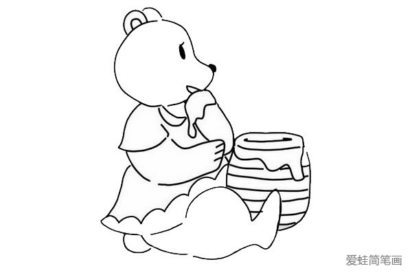 小熊吃蜂蜜简笔画漂亮的画法
