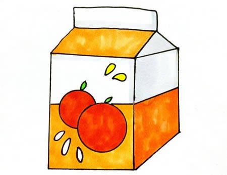 彩色纸盒饮料简笔画步骤图