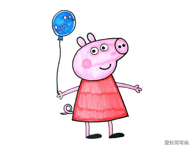 拿气球的小猪佩奇简笔画