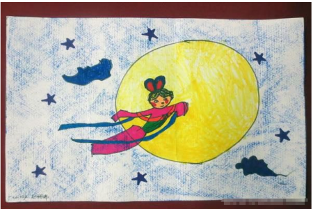 中秋节嫦娥奔月儿童画简易版