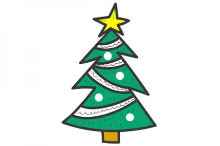 圣诞树简笔画彩色图片素材