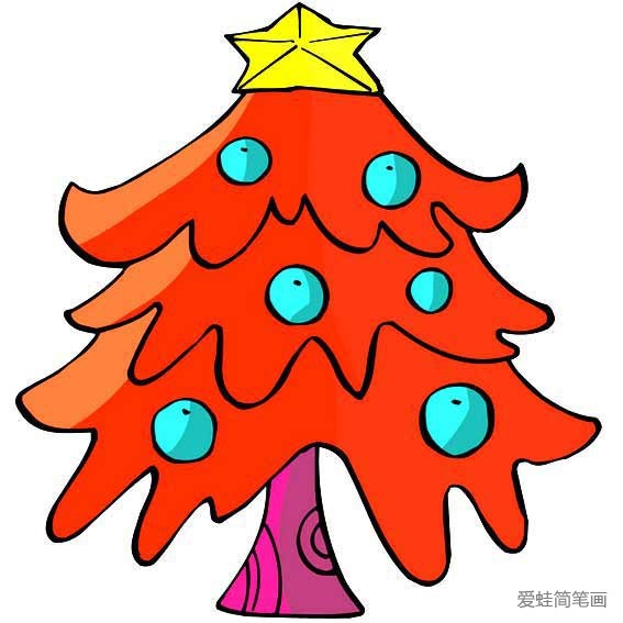 圣诞树简笔画彩色图片