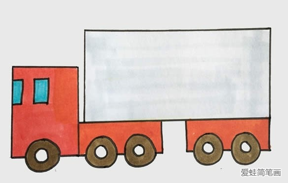 运货的大货车的简笔画步骤图片