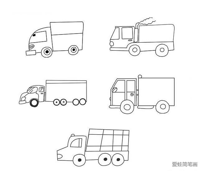 5款简单的货车简笔画图片大全