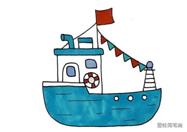 现代化渔船简笔画