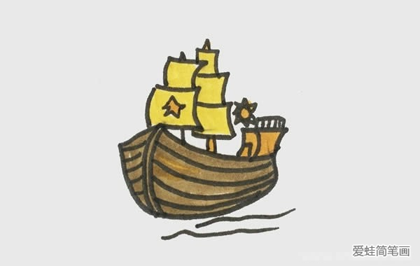 古代的船的简笔画