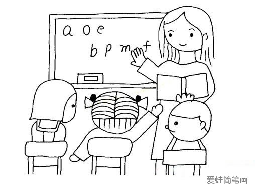 正在上课的老师简笔画图片
