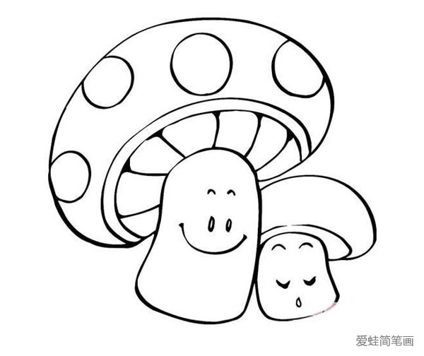 五种不同的可爱蘑菇简笔画